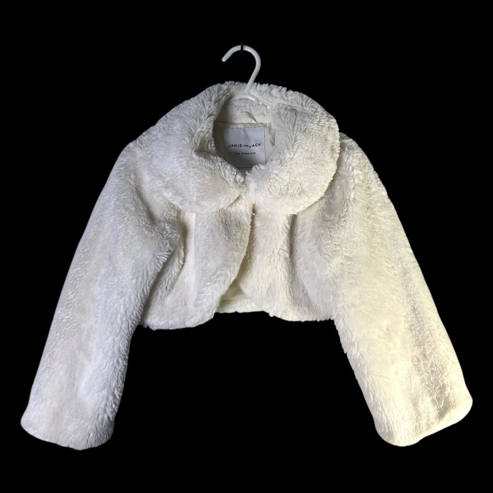 Janie & Jack Girls Sz 3 To 4 Years Faux Fur White Jacket Holidays Special Event